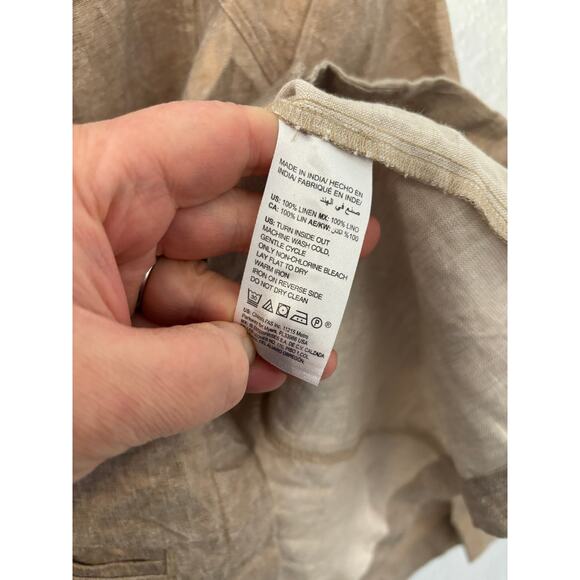 CHICO'S Casual Linen Modern Gold Foil Jacket Womens Sz 12 / 14 Coastal N… - Picture 3 of 6